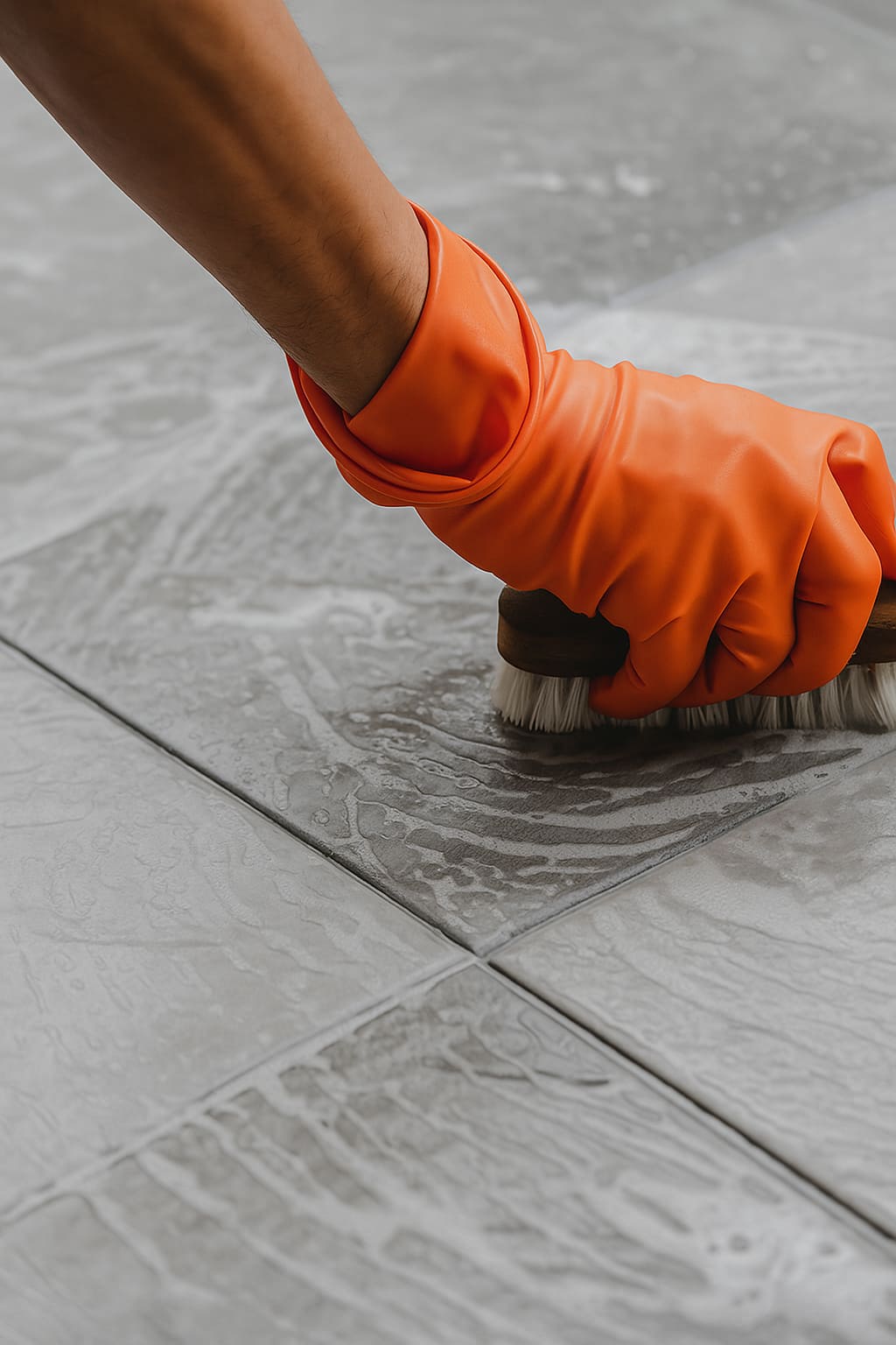 nettoyer son carrelage avec des gants